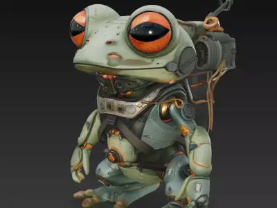 Cyber Sentinel Frog - Advanced Mecha Amphibian 3D Model 3D print model
