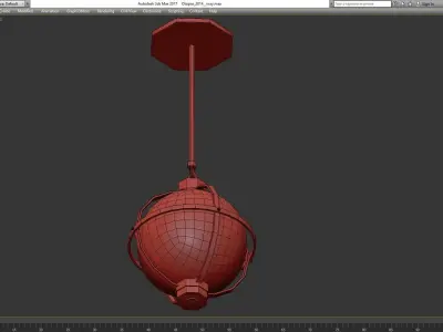 Hull Lamp in Brass with Opal Glass low poly 3d model Low-poly 3D model