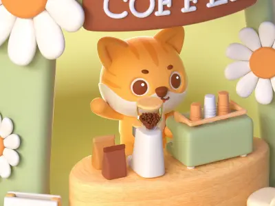 Coffee house owned by kittens 3D model