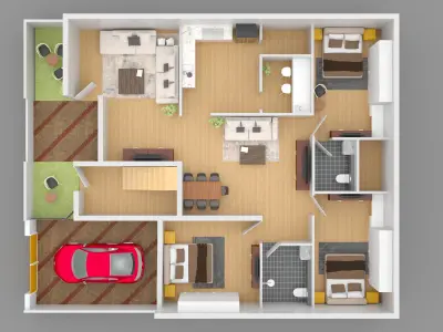Perspective Inteior 3d view Low-poly 3D model