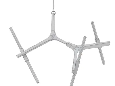 Agnes modern chandelier with brass and lights 3D model