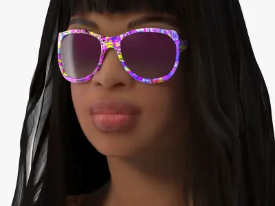 Beach Style Teenage Light Skin Black Girl Rigged 3D model