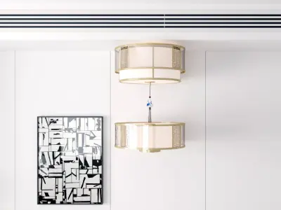 ceiling Chinese lamp style metal 3D model