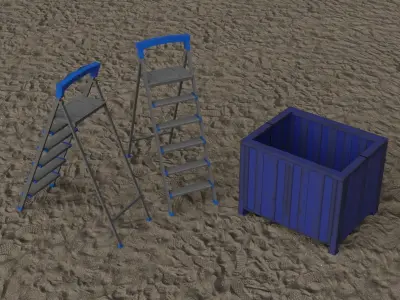 Military items Low-poly 3D model