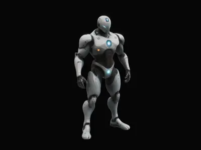 Robot Superhero Rigged Low-poly 3D model