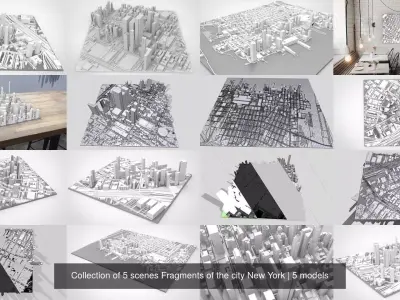 Collection of 5 scenes Fragments of the city New York 3D Model Pack