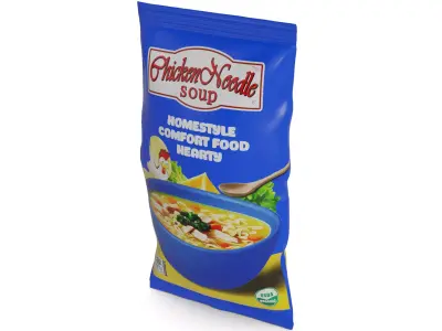 Canned and packet soups and stews Packet Chicken Noodle Soup Low-poly 3D model