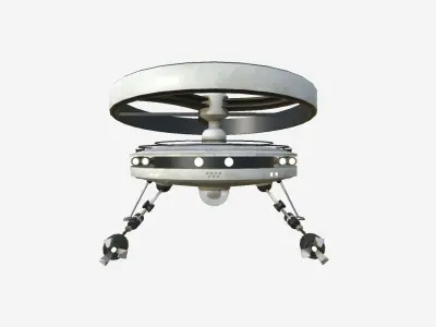 Flying Robot I09 White Dust - SciFi Character Design Low-poly 3D model