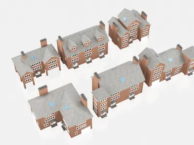 British House Design Collection - 6 Pieces 3D Model Pack