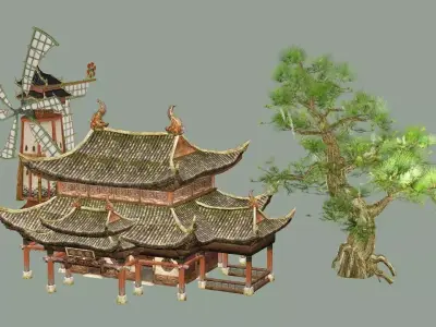 Japan Asian Medieval Hut E House 3D Model Low-poly 3D model