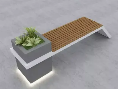 Modern Bench Street and Garden 4 3D model