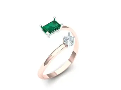 emerald cut stone ring 3D print model
