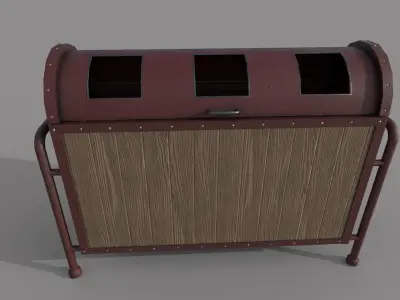 Dumpster PBR model metal bookcase with wooden top Low-poly 3D model