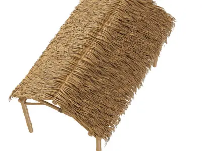 Bamboo shelter beach canopy 4-corner 3D model