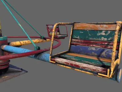Old Colorful Carousel Low-poly 3D model