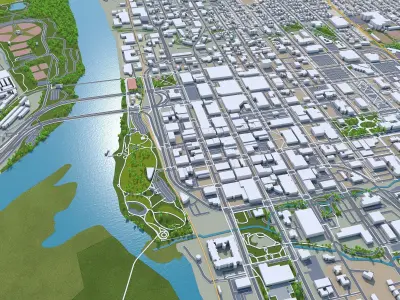 Salem Oregon USA 50km Low-poly 3D model