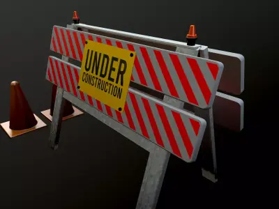 Construction Barrier 3D Model - Game Asset Low-poly 3D model