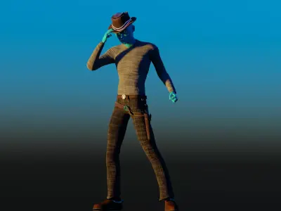 Cowboy Alien Low-poly 3D model