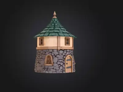 Medieval Round House Low-poly 3D model