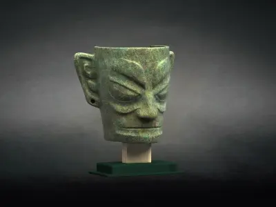 Sanxingdui ancient sacrificial mask civilization bronze  3D model
