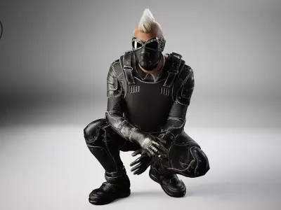 Urban Suit Outfit with Mask Low-poly 3D model