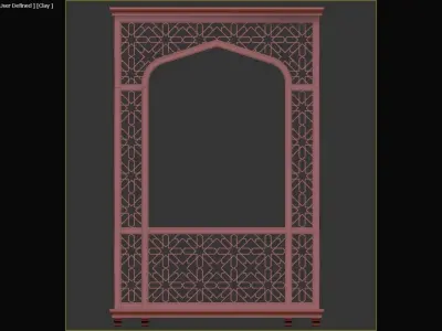Mashrabiya 3 wooden frame with intricate design 3D model