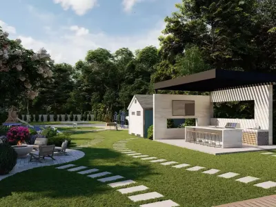 Garden Landscape 3D Model - SketchUp and Lumion Scene 3D model 3D model