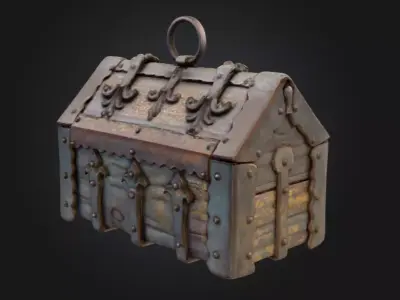 Ancient Metal Chest Low-poly 3D model