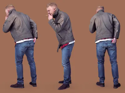 Handsome Man Lights a Cigarette 3D model