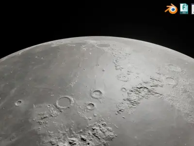 The Moon with 16K Texture and Height Map Low-poly 3D model