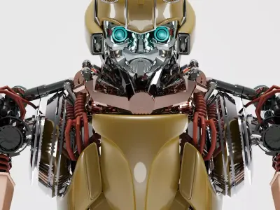 Yellow Cyber Mech Original Sci-Fi Robot Design 3ds Max Corona 3D model