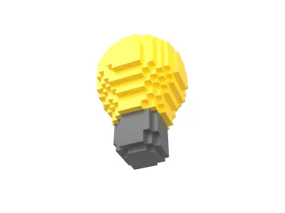 Voxel Light Bulb v1 002 Low-poly 3D model