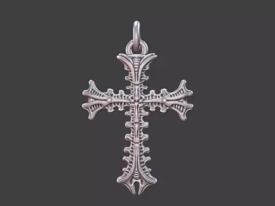 Bio-Organic Giger-Inspired Cross Pendant v2 3D print model