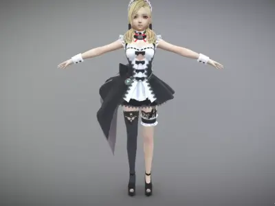 Cute Anime Girl Mage 3D Model 3D model