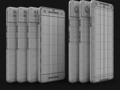 Google Pixel 2 and Pixel 2 XL All Color Low-poly 3D model