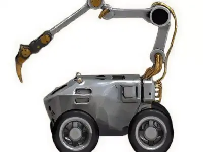 Sci-Fi Robot Rover with Claw Arm Low-poly 3D model