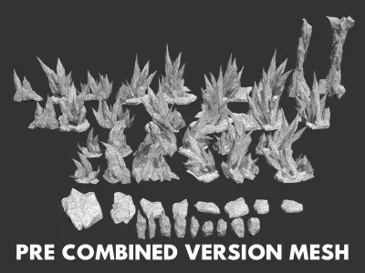 60 Low poly Ice Cave Modulars - 240112 Low-poly 3D model