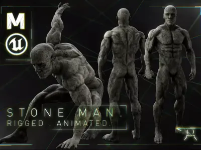 Stone Man - Animated - Rigged 3D model