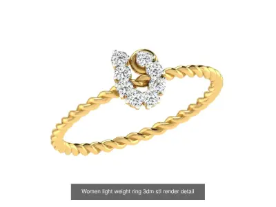 9 Wire Shank light wt women ring 3dm stl render details 3D Model Pack