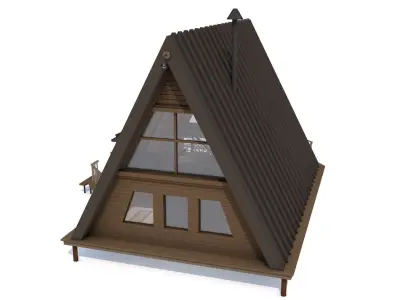 A Frame Log Cabin - Game Ready Low Poly  Low-poly 3D model