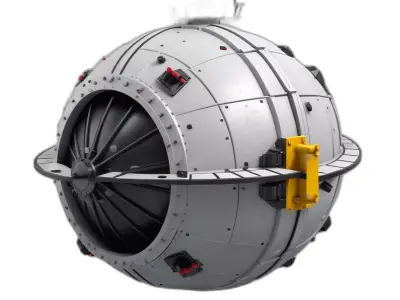 SciFi Industrial Spherical Device Low-poly 3D model