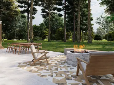 3D Exterior Scene 3D model design garden and landscape 3D model