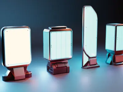 Sci-fi Street Lights set 3D model