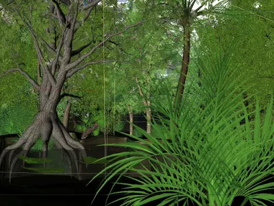 3D High Detailed Forest Lake Scene - Model 3D model