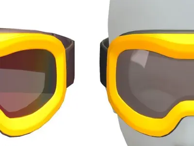 Cartoon High Poly Subdivision Ski Goggles Low-poly 3D model