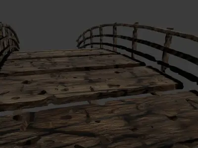 Old Bridge Wooden 3D model