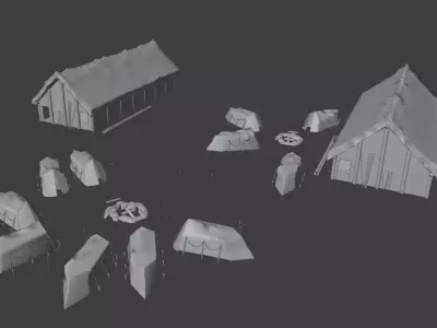 Prehistoric village BIG 3D model