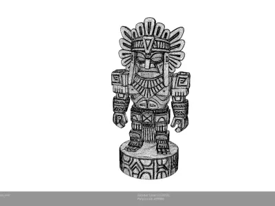 High Poly Stylized Totem 3D model