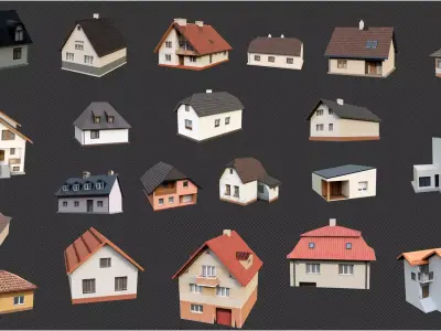 Simple Low Poly House Pack  21 Residential Buildings Low-poly 3D model