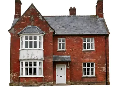 Classic Weathered Red Brick Family House 3D Model Low-poly 3D model
